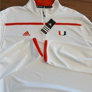 Go Canes🙌🏻 Men’s Miami Hurricanes Quarter Zip Sideline Adidas Jacket NWT XL